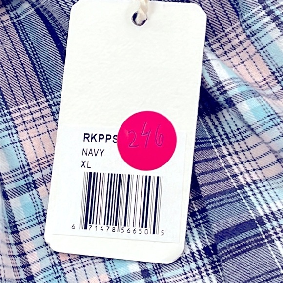 NWT PJ Salvage XL 100% Cotton Blue Pink Plaid Boxer Short Pajama - Picture 6 of 11